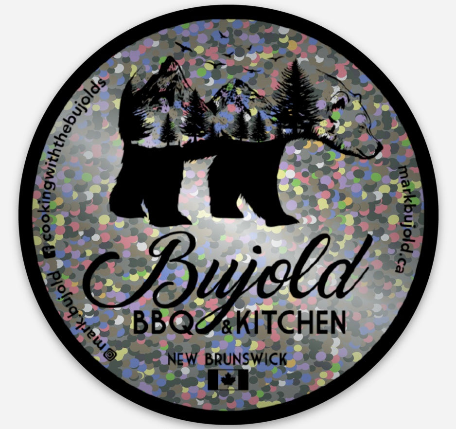 Bujold BBQ & Kitchen 3x3 Round Glitter Sticker
