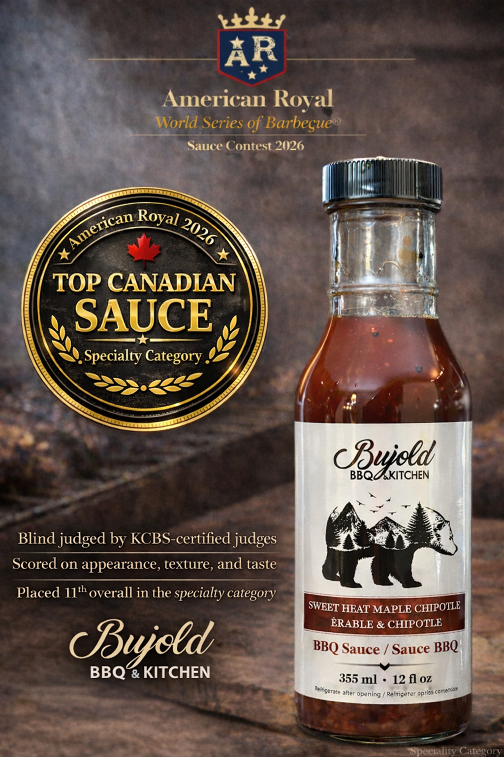 * Sweet Heat Maple Chipotle BBQ Sauce - 355ml
