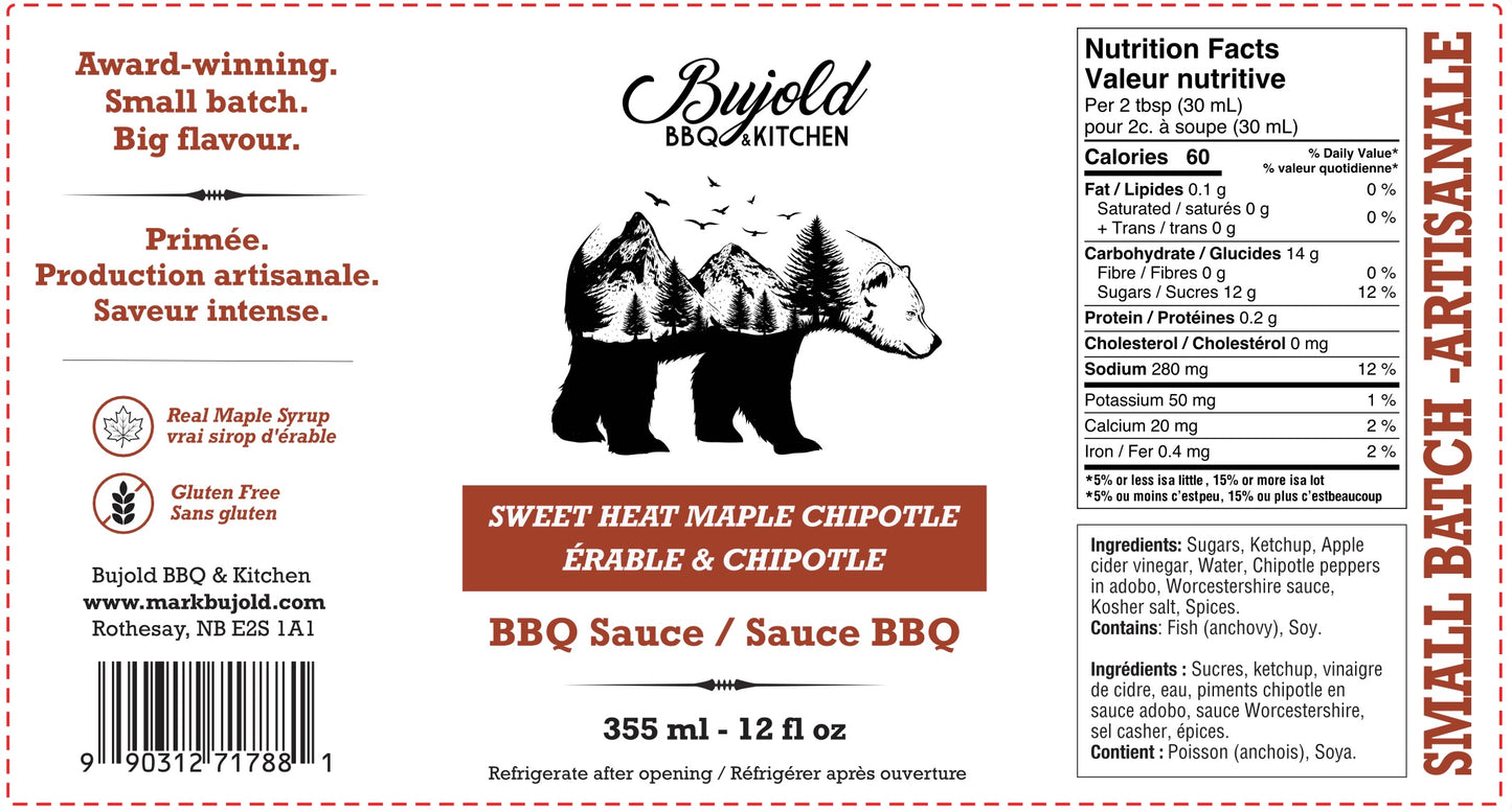 * Sweet Heat Maple Chipotle BBQ Sauce - 355ml